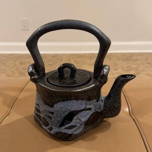 Elegant Black and Gray Ceramic Teapot